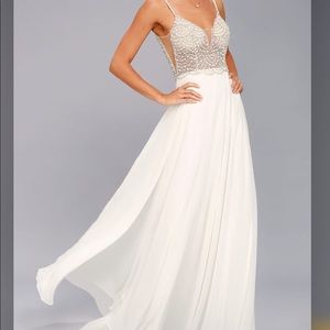 Lulus True Love White Rhinestone Maxi